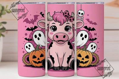 Kawaii Halloween Cow 20oz Tumbler Wrap Sublimation sassyprint 