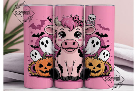 Kawaii Halloween Cow 20oz Tumbler Wrap Sublimation sassyprint 