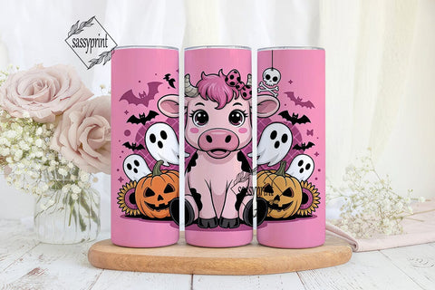 Kawaii Halloween Cow 20oz Tumbler Wrap Sublimation sassyprint 