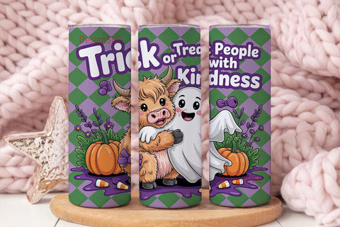 Kawaii Halloween Cow Tumbler Wrap Sublimation DesignSVG 