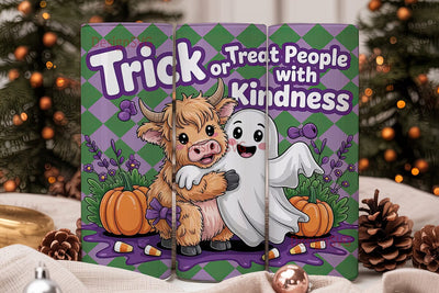 Kawaii Halloween Cow Tumbler Wrap Sublimation DesignSVG 