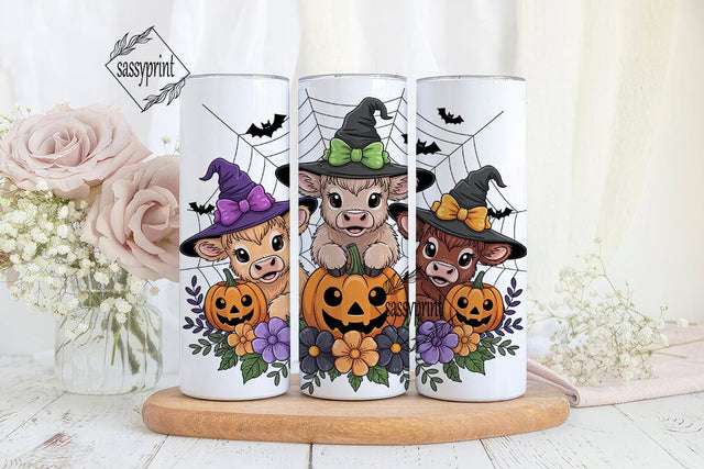 Kawaii Halloween Cows 20oz Tumbler Wrap Sublimation sassyprint 