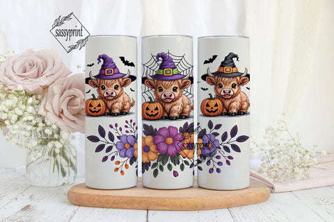 Kawaii Halloween Cows 20oz Tumbler Wrap Sublimation sassyprint 