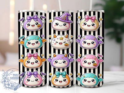 Kawaii Halloween Dumplings 20oz Tumbler, Kawaii Dumplings, Halloween Design, Spooky Cute, Whimsical Style, Foodie Fun, 20oz Wrap, Sublimation Tumbler Sublimation ToriDesigns 