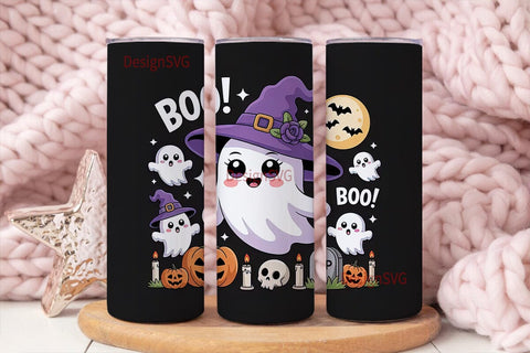 Kawaii Halloween Ghost 20oz Tumbler Wrap Sublimation DesignSVG 