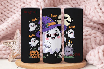 Kawaii Halloween Ghost 20oz Tumbler Wrap Sublimation DesignSVG 