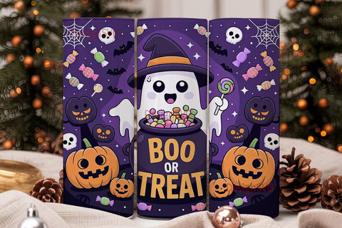 Kawaii Halloween Ghost 20oz Tumbler Wrap Sublimation DesignSVG 