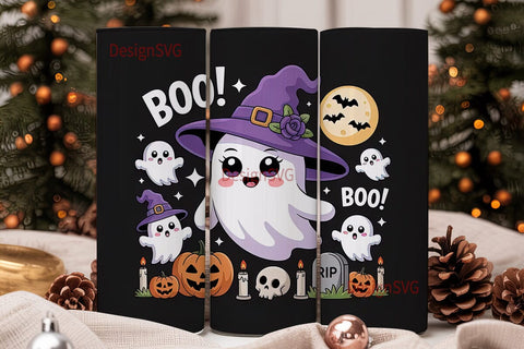 Kawaii Halloween Ghost 20oz Tumbler Wrap Sublimation DesignSVG 