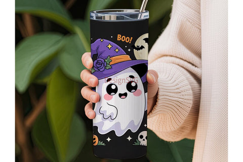 Kawaii Halloween Ghost 20oz Tumbler Wrap Sublimation DesignSVG 