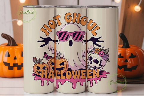 Kawaii Halloween Ghost 20oz Tumbler Wrap Sublimation PixelChick 
