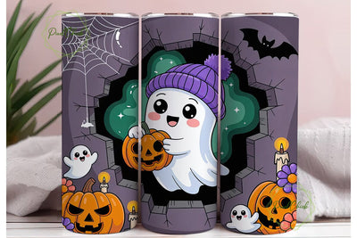 Kawaii Halloween Ghost 20oz Tumbler Wrap Sublimation PixelChick 