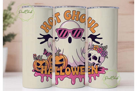 Kawaii Halloween Ghost 20oz Tumbler Wrap Sublimation PixelChick 