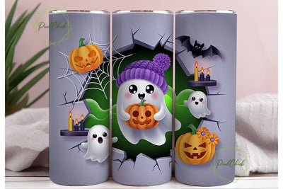 Kawaii Halloween Ghost 20oz Tumbler Wrap Sublimation PixelChick 
