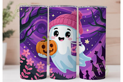 Kawaii Halloween Ghost 20oz Tumbler Wrap Sublimation PixelChick 