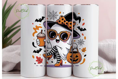 Kawaii Halloween Ghost 20oz Tumbler Wrap Sublimation PixelChick 
