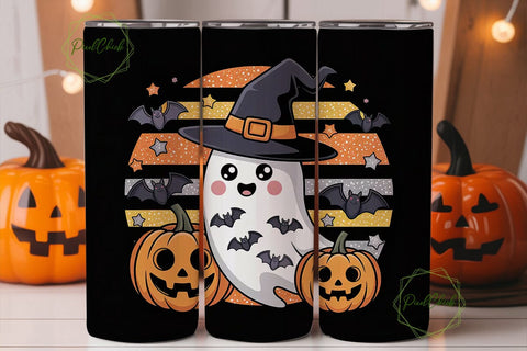 Kawaii Halloween Ghost 20oz Tumbler Wrap Sublimation PixelChick 