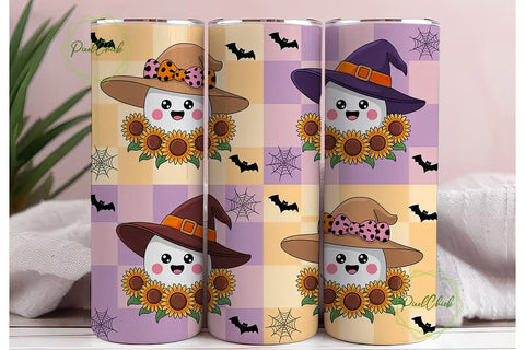 Kawaii Halloween Ghost 20oz Tumbler Wrap Sublimation PixelChick 