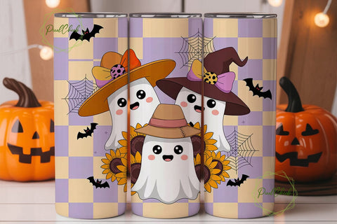 Kawaii Halloween Ghost 20oz Tumbler Wrap Sublimation PixelChick 