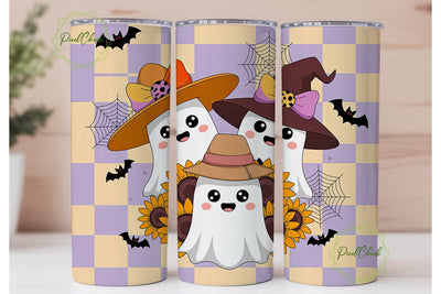 Kawaii Halloween Ghost 20oz Tumbler Wrap Sublimation PixelChick 