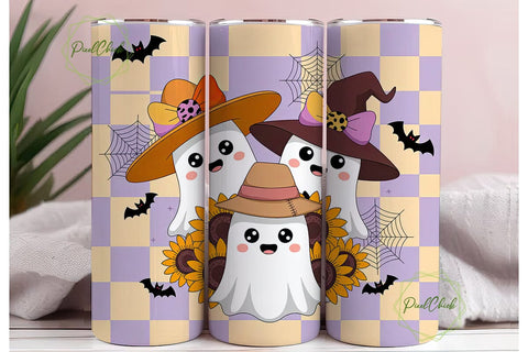 Kawaii Halloween Ghost 20oz Tumbler Wrap Sublimation PixelChick 