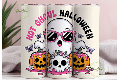 Kawaii Halloween Ghost 20oz Tumbler Wrap Sublimation PixelChick 