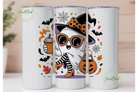 Kawaii Halloween Ghost 20oz Tumbler Wrap Sublimation PixelChick 