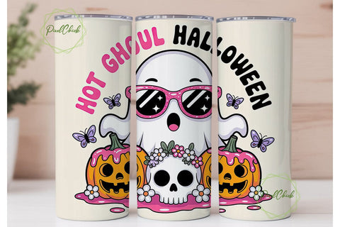 Kawaii Halloween Ghost 20oz Tumbler Wrap Sublimation PixelChick 