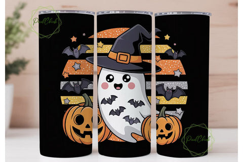 Kawaii Halloween Ghost 20oz Tumbler Wrap Sublimation PixelChick 