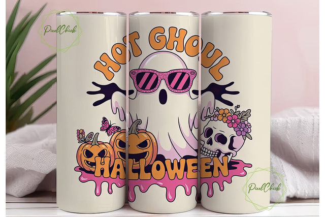 Kawaii Halloween Ghost 20oz Tumbler Wrap Sublimation PixelChick 