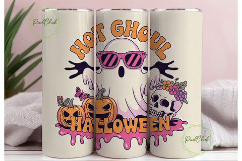 Kawaii Halloween Ghost 20oz Tumbler Wrap Sublimation PixelChick 