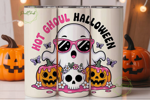 Kawaii Halloween Ghost 20oz Tumbler Wrap Sublimation PixelChick 