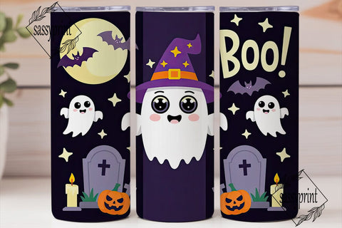 Kawaii Halloween Ghost 20oz Tumbler Wrap Sublimation sassyprint 