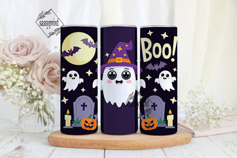Kawaii Halloween Ghost 20oz Tumbler Wrap Sublimation sassyprint 