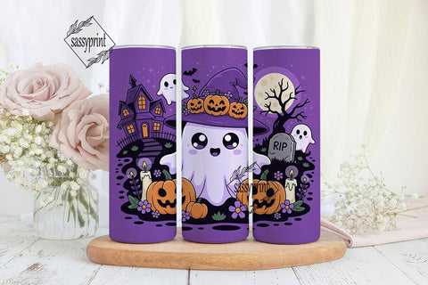Kawaii Halloween Ghost 20oz Tumbler Wrap Sublimation sassyprint 