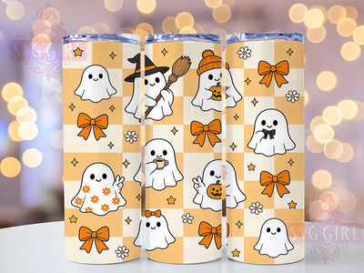 Kawaii Halloween Ghosts 20oz Tumbler, Ghost Motif, Kawaii Style, Halloween Theme, Cute Spooky, Whimsical Charm, 20oz Wrap, Sublimation Tumbler Sublimation SvggirlplusArt 