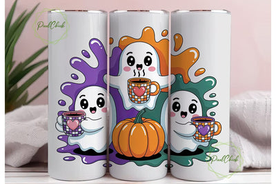 Kawaii Halloween Ghosts Tumbler Wrap Sublimation PixelChick 