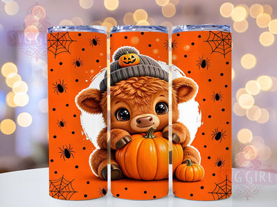 Kawaii Halloween Highland Calf 20oz Tumbler, Highland Calf, Kawaii Cow, Halloween Design, Spooky Cute, Adorable Calf, Whimsical Style, Sublimation Tumbler Sublimation SvggirlplusArt 