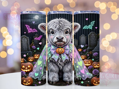 Kawaii Halloween Highland Cow 20oz Tumbler, Highland Cow, Kawaii Cow, Halloween Design, Spooky Cute, Rustic Farmhouse, Whimsical Style, Sublimation Tumbler Sublimation SvggirlplusArt 