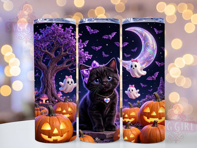 Kawaii Halloween Kitten 20oz Tumbler, Halloween Theme, Kitten Motif, Kawaii Style, Cute Spooky, Whimsical Charm, 20oz Wrap, Sublimation Tumbler Sublimation SvggirlplusArt 
