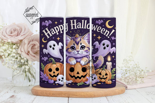 Kawaii Halloween Kitten 20oz Tumbler Sublimation sassyprint 