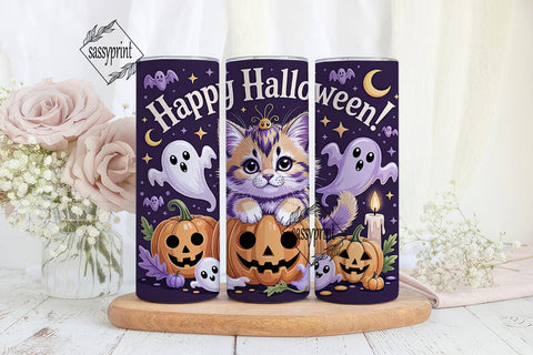Kawaii Halloween Kitten 20oz Tumbler Sublimation sassyprint 