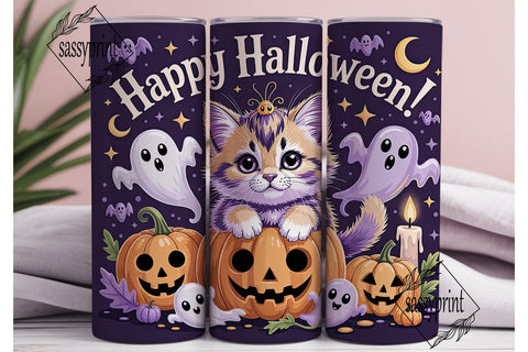 Kawaii Halloween Kitten 20oz Tumbler Sublimation sassyprint 