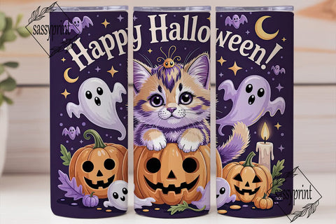 Kawaii Halloween Kitten 20oz Tumbler Sublimation sassyprint 