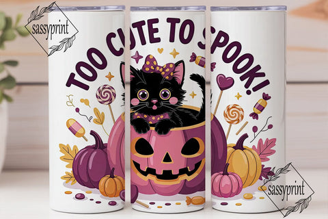 Kawaii Halloween Kitten 20oz Tumbler Sublimation sassyprint 