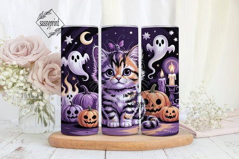 Kawaii Halloween Kitten 20oz Tumbler Sublimation sassyprint 