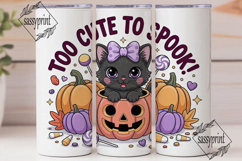 Kawaii Halloween Kitten 20oz Tumbler Sublimation sassyprint 