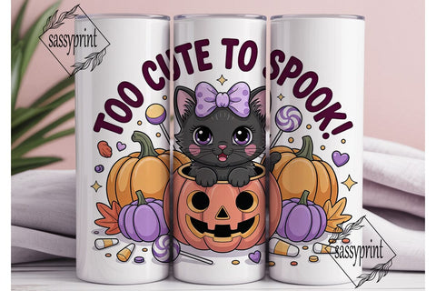 Kawaii Halloween Kitten 20oz Tumbler Sublimation sassyprint 