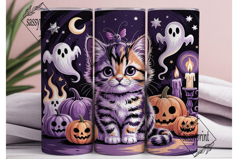 Kawaii Halloween Kitten 20oz Tumbler Sublimation sassyprint 