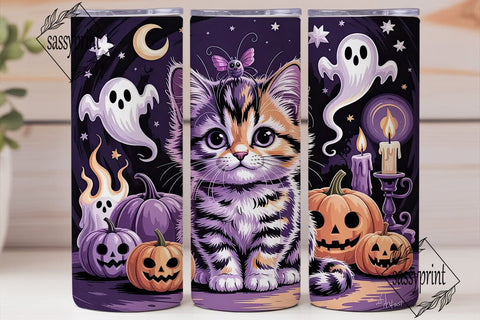 Kawaii Halloween Kitten 20oz Tumbler Sublimation sassyprint 