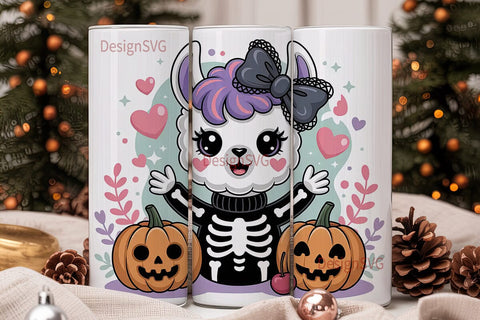 Kawaii Halloween Llama 20oz Tumbler Wrap Sublimation DesignSVG 